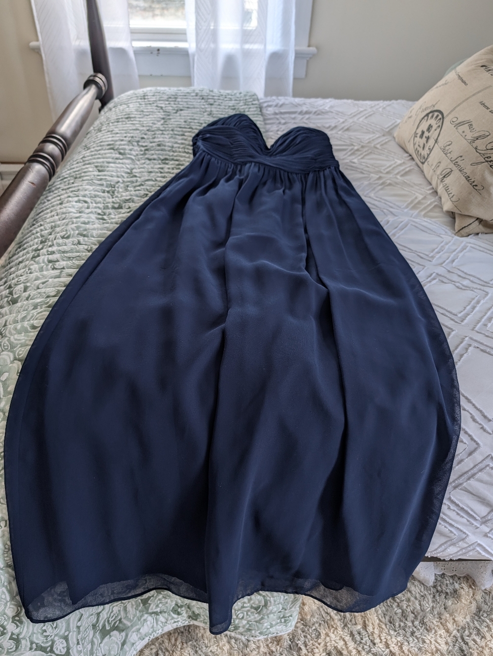 Navy Strapless Chiffon Maxi Dress by Donna Morgan